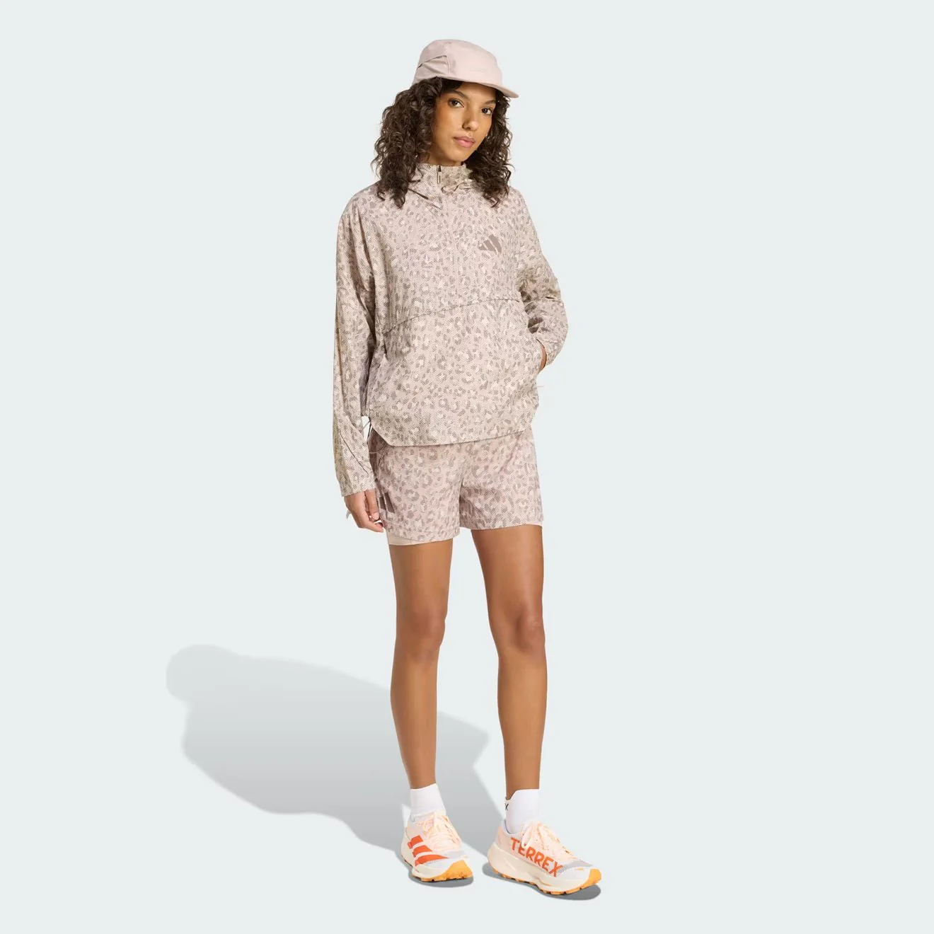 Adidas Terrex Womens Xploric Wind AOP Jacket Beige / Wonder Taupe / Trace Brown - Image 4