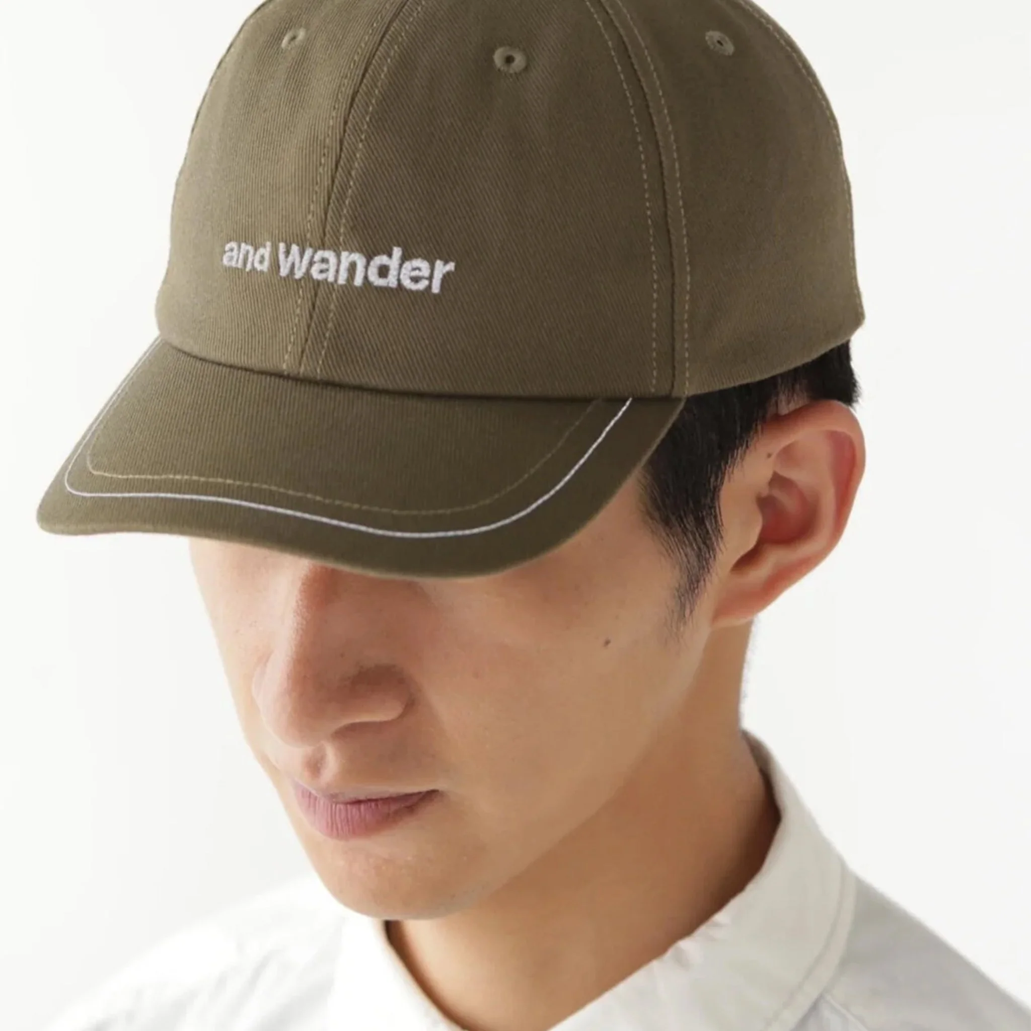 And Wander Cotton Twill Cap Khaki - Image 3