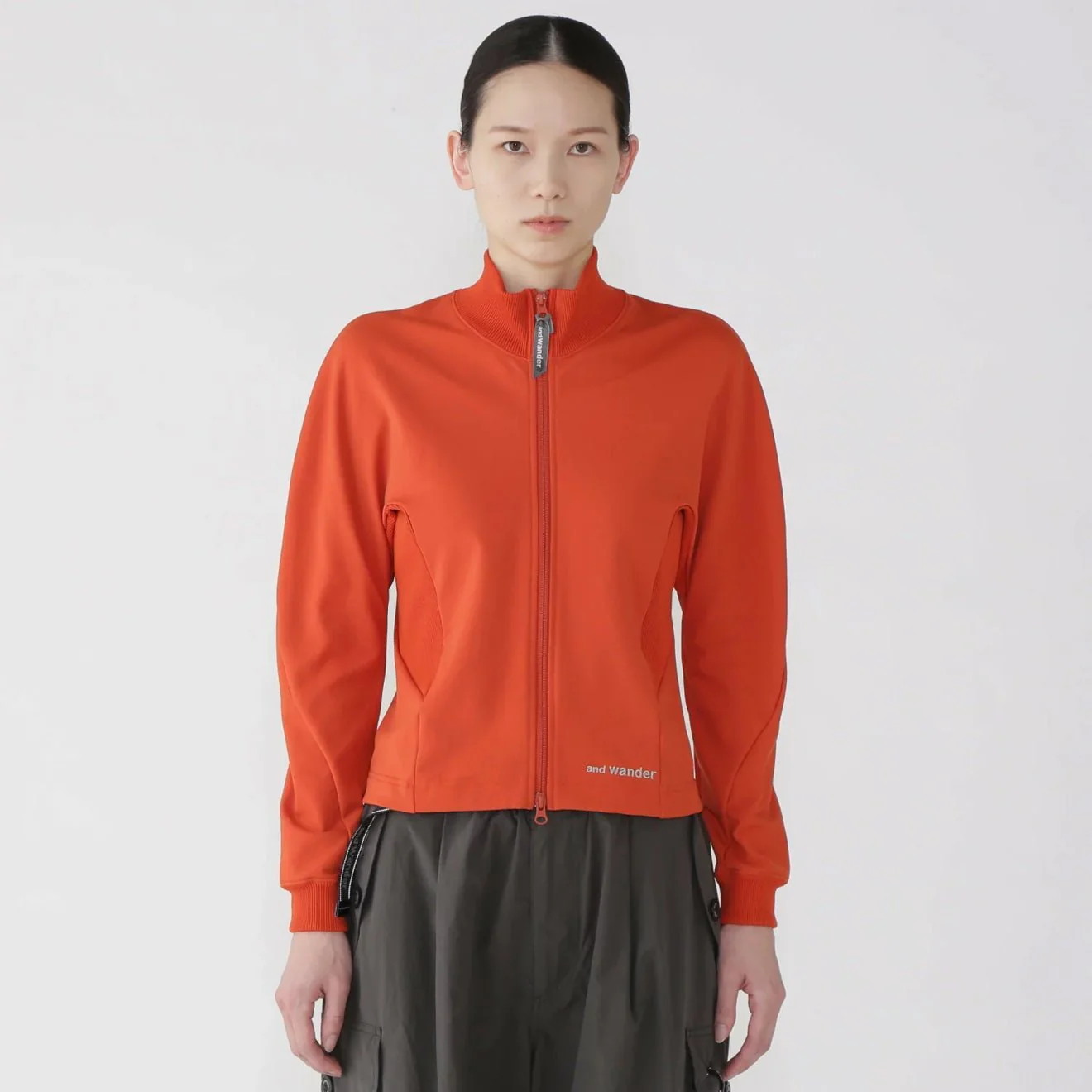 And Wander Womens Back Pile Zip Up Orange - Image 3