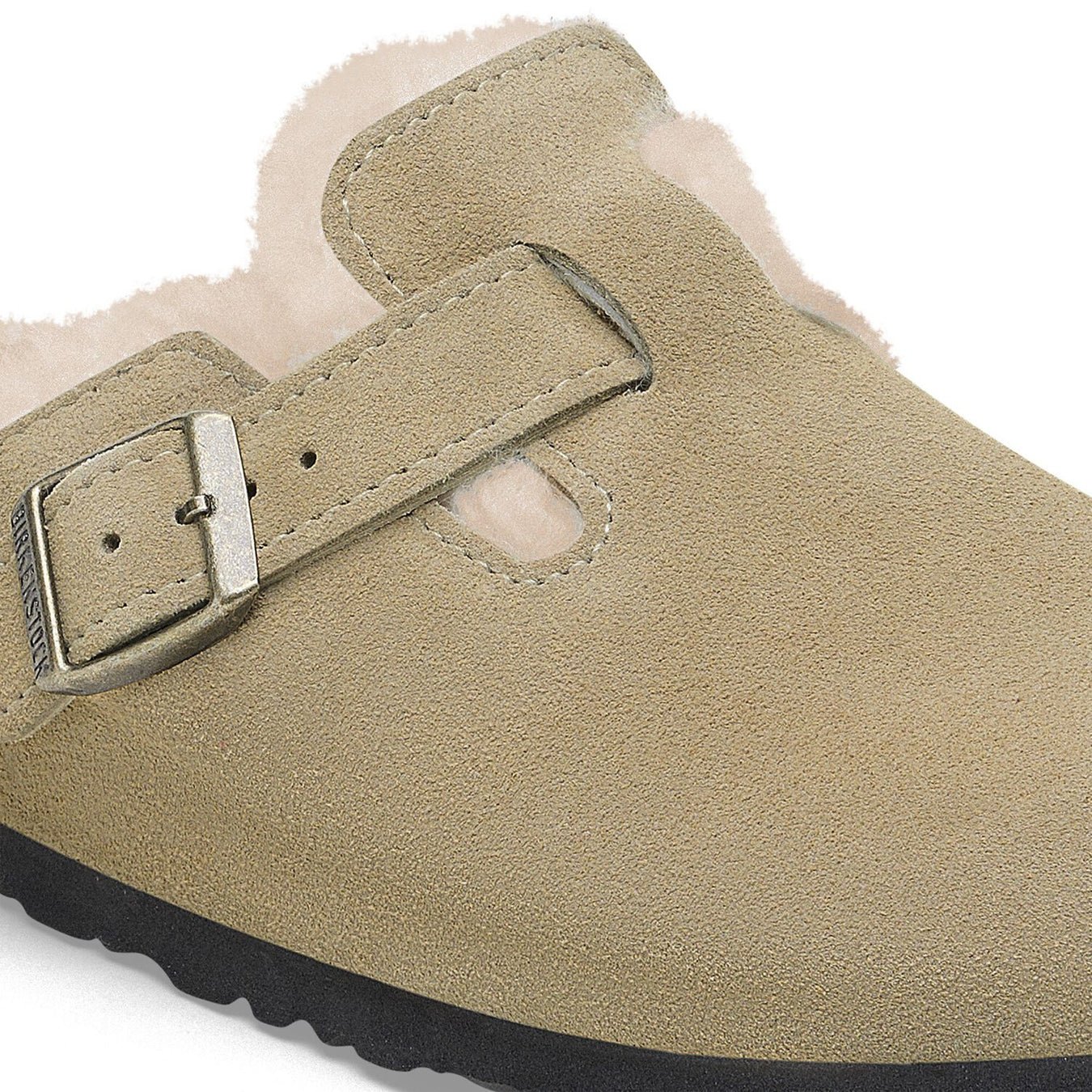 Birkenstock Womens Boston Shearling Suede Leather Narrow Fit Taupe - Image 5