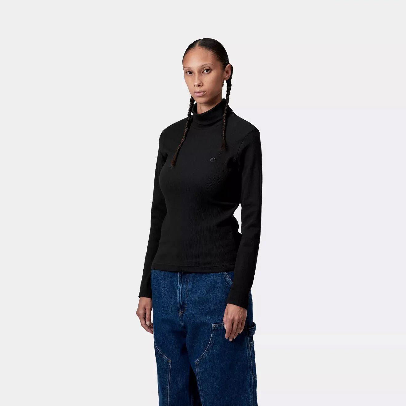 Carhartt WIP Womens L/S Philipa Mockneck T-Shirt Black - Image 3