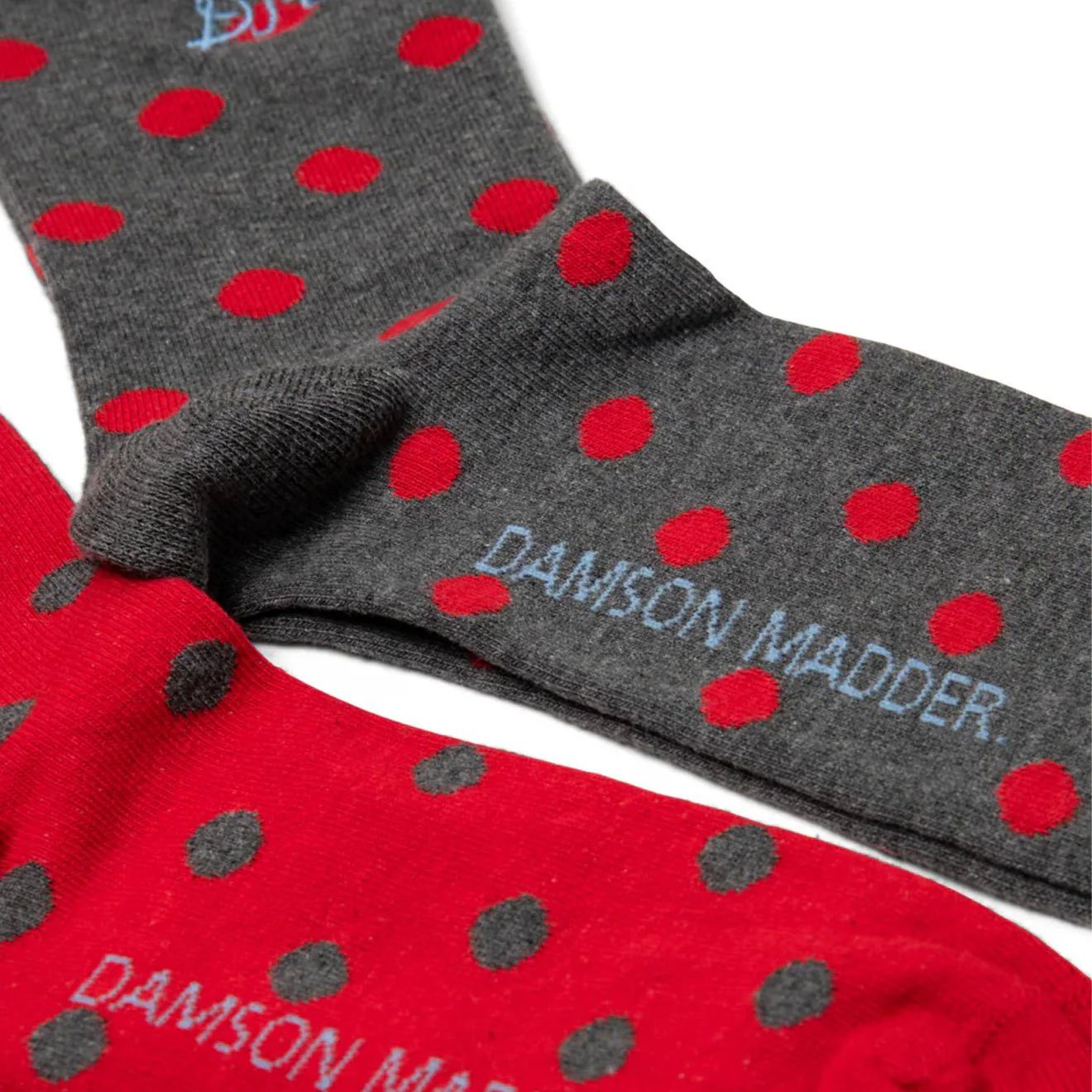 Damson Madder 2 Pack Socks Red / Charcoal Spot - Image 3