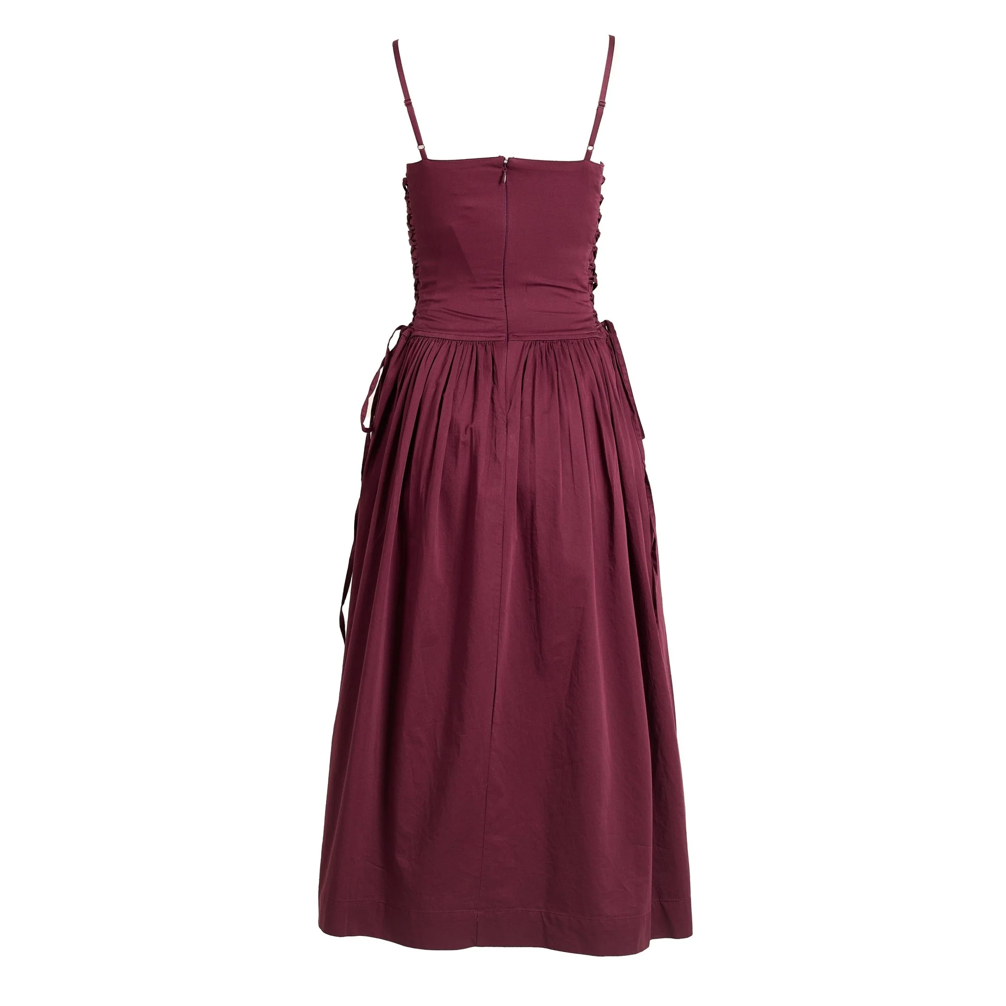 Damson Madder Angelina Cotton Satin Dress Fig - Image 2