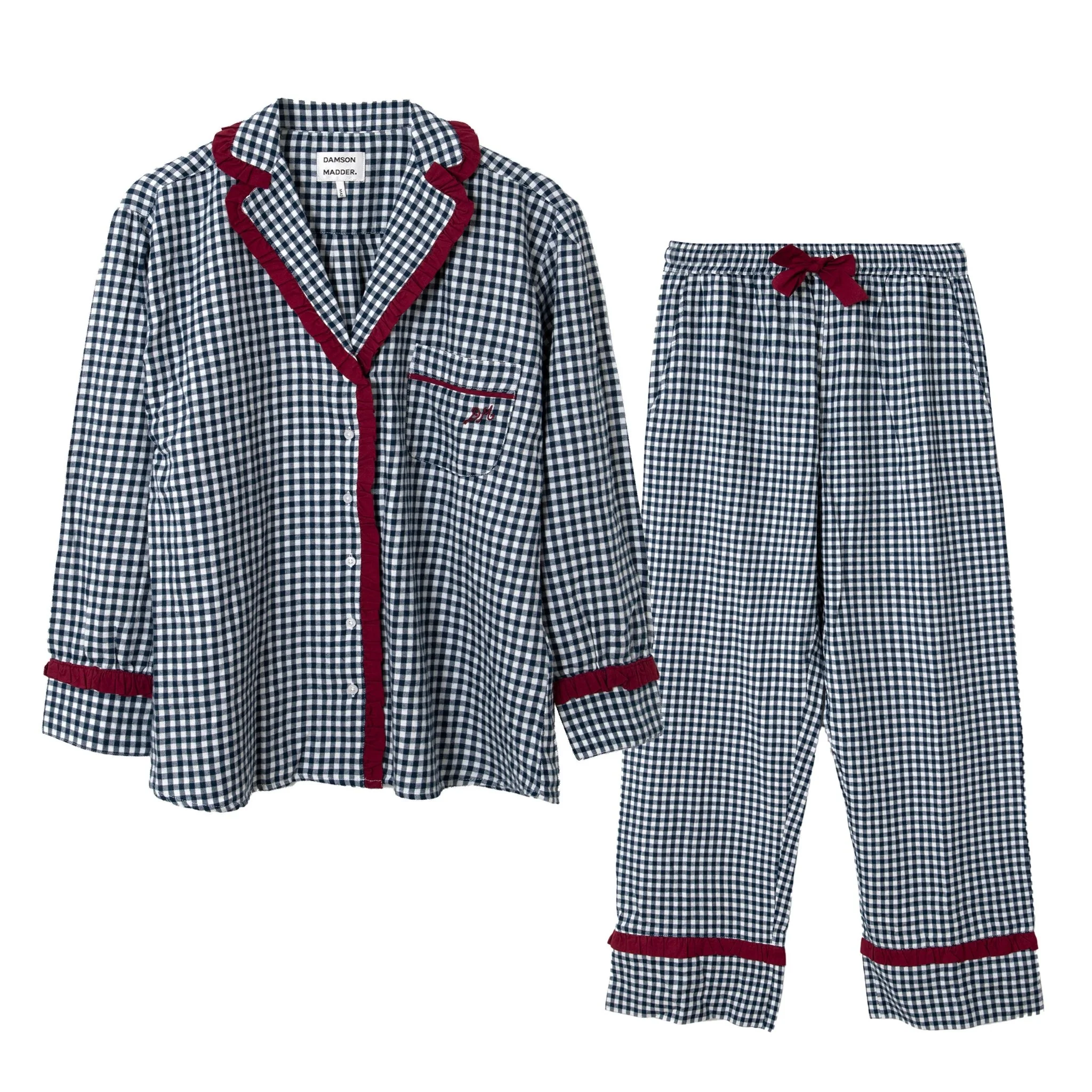 Damson Madder Antonia Pyjama Set Navy Gingham
