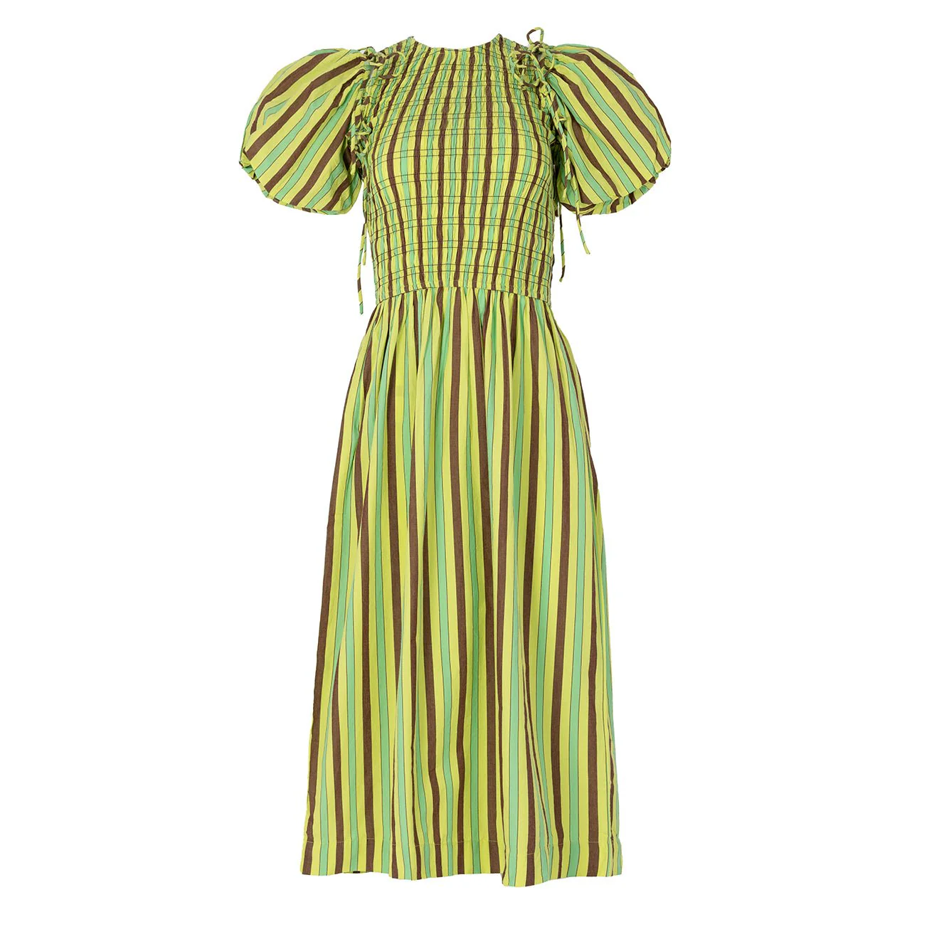 Damson Madder Becca Midi Dress Tropical Business Stripe