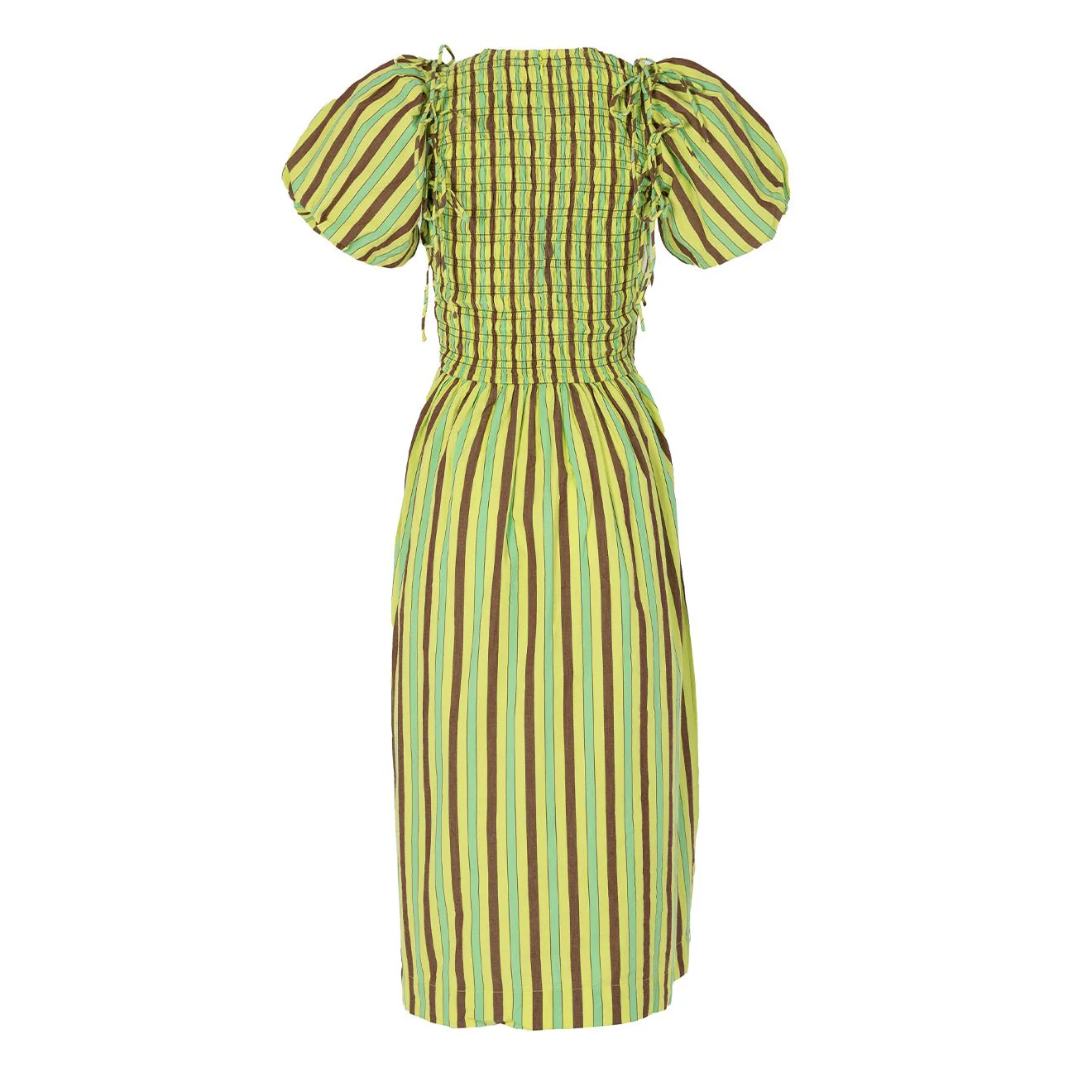 Damson Madder Becca Midi Dress Tropical Business Stripe - Image 2