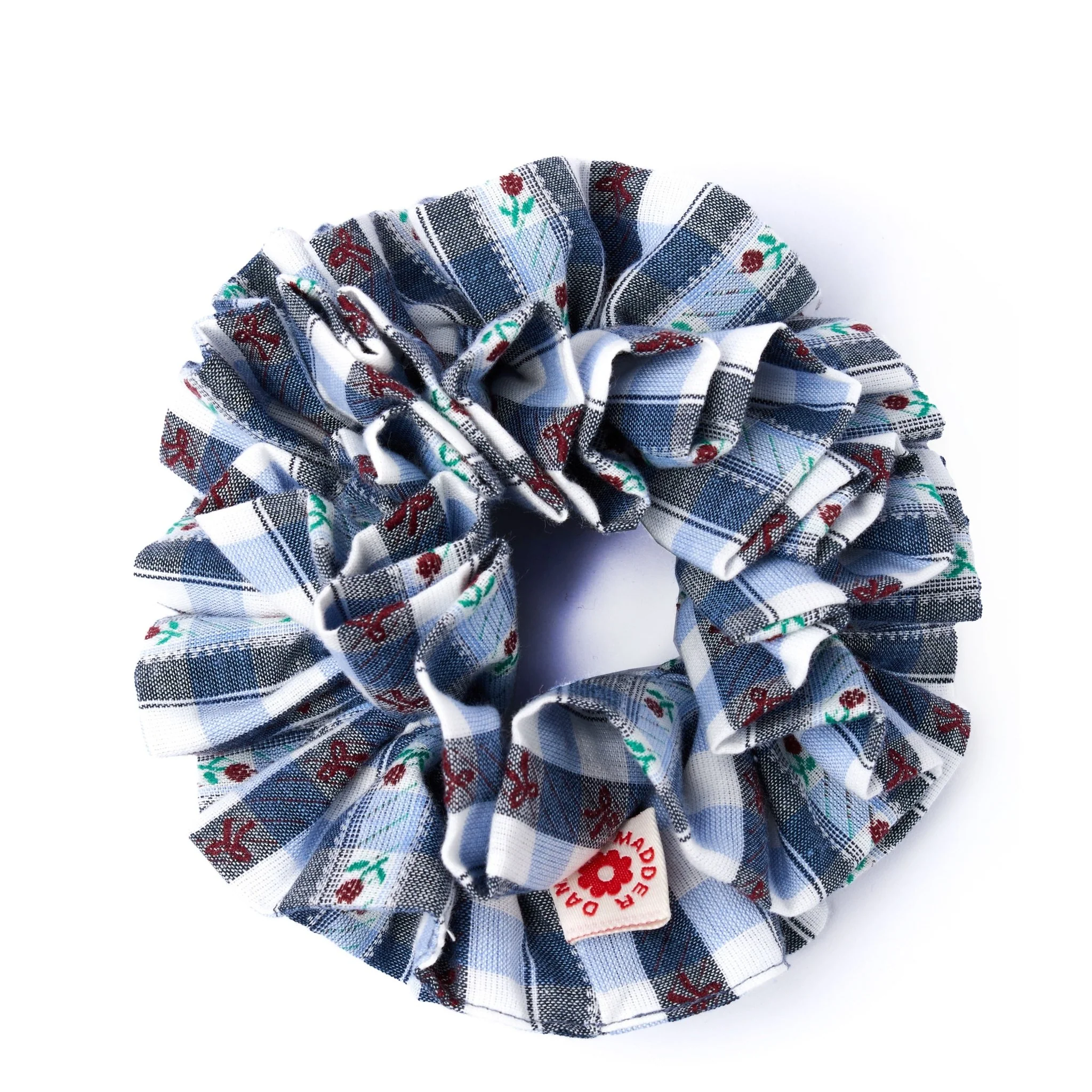 Damson Madder Garter Scrunchie Navy Margot Gingham