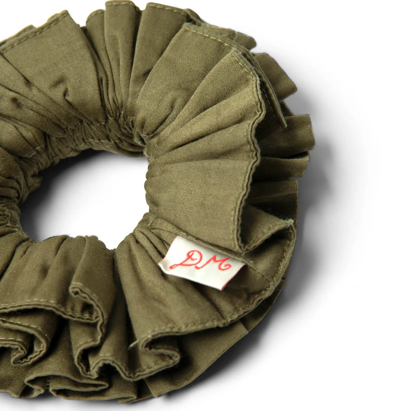 Damson Madder Garter Scrunchie Olive Jacquard Satin - Image 3