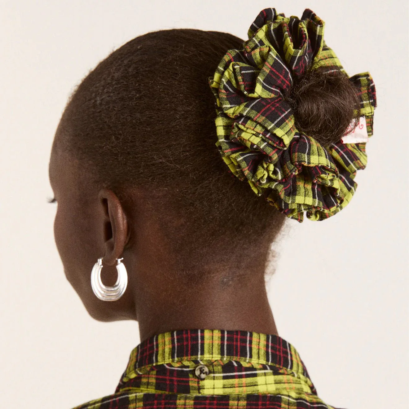 Damson Madder Garter Scrunchie Yellow Tartan - Image 3