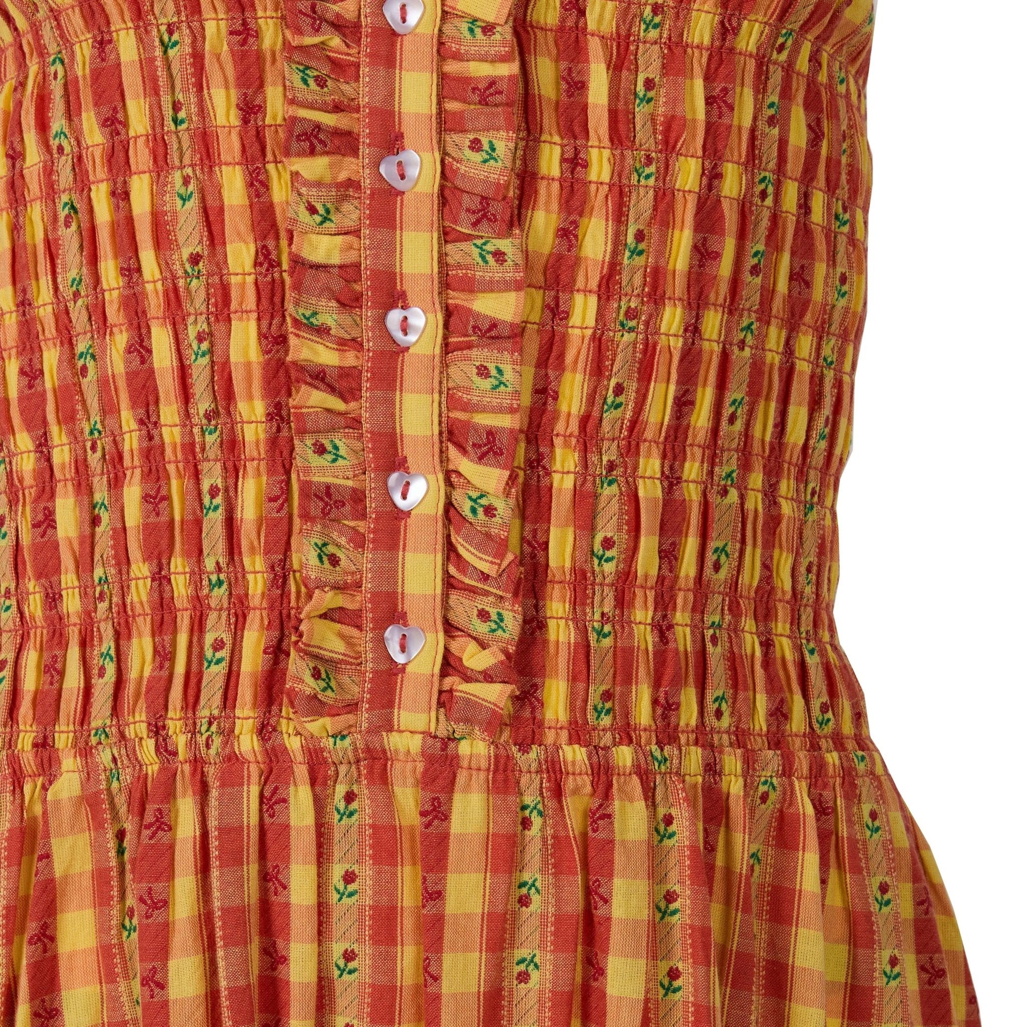 Damson Madder Grace Strappy Midi Dress Orange Margot Gingham - Image 2