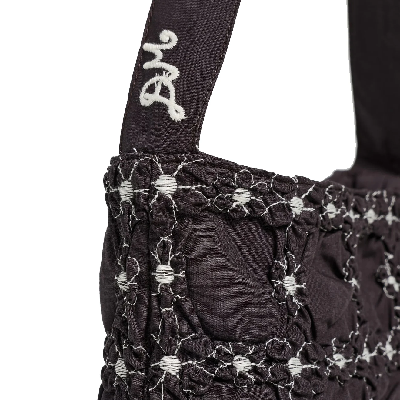 Damson Madder Minnie Shirred Shoulder Bag Black - Image 2