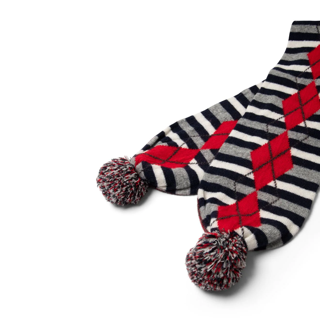 Damson Madder Pom Pom Scarf Argyle Stripe - Image 2