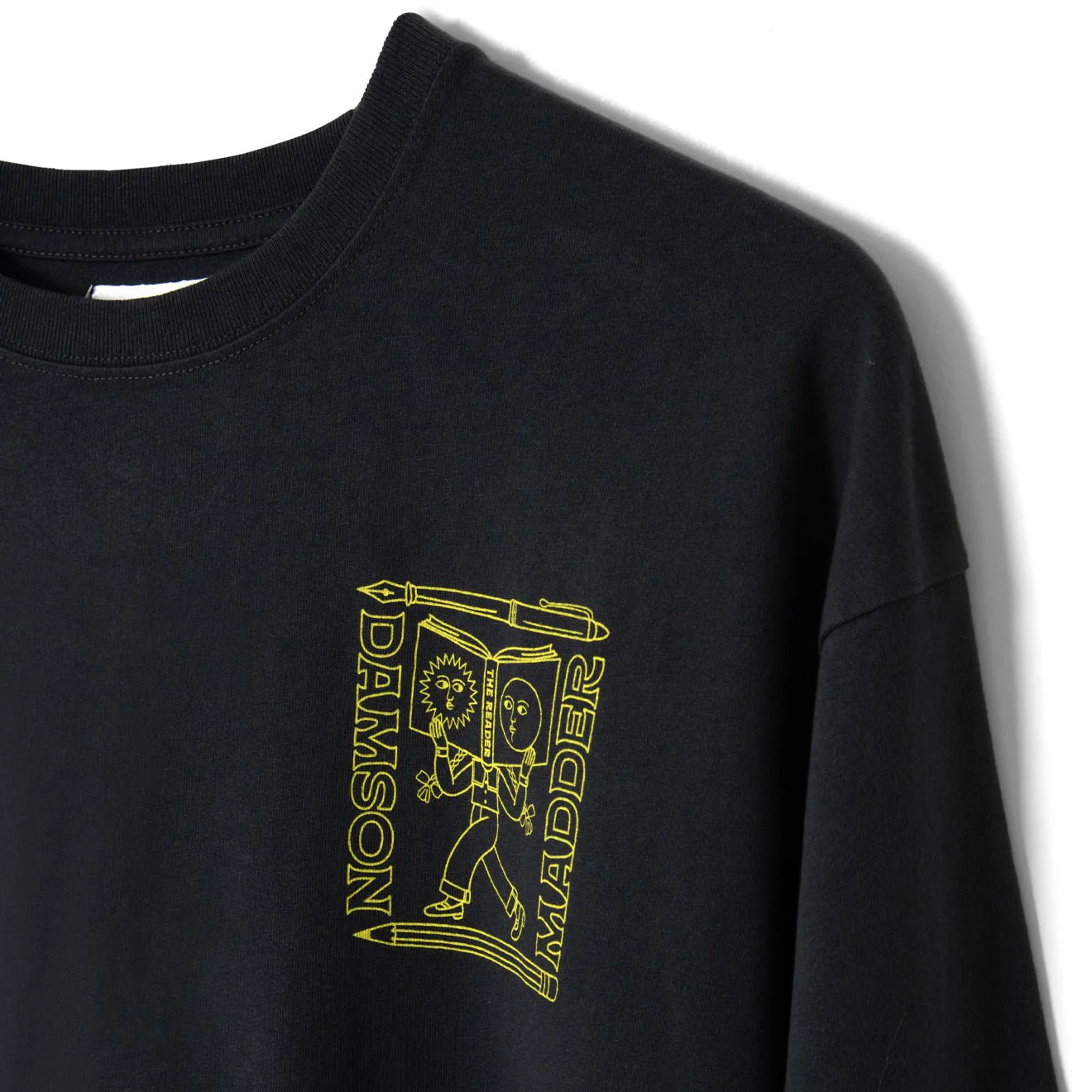 Damson Madder The Reader L/S Tee Charcoal - Image 3