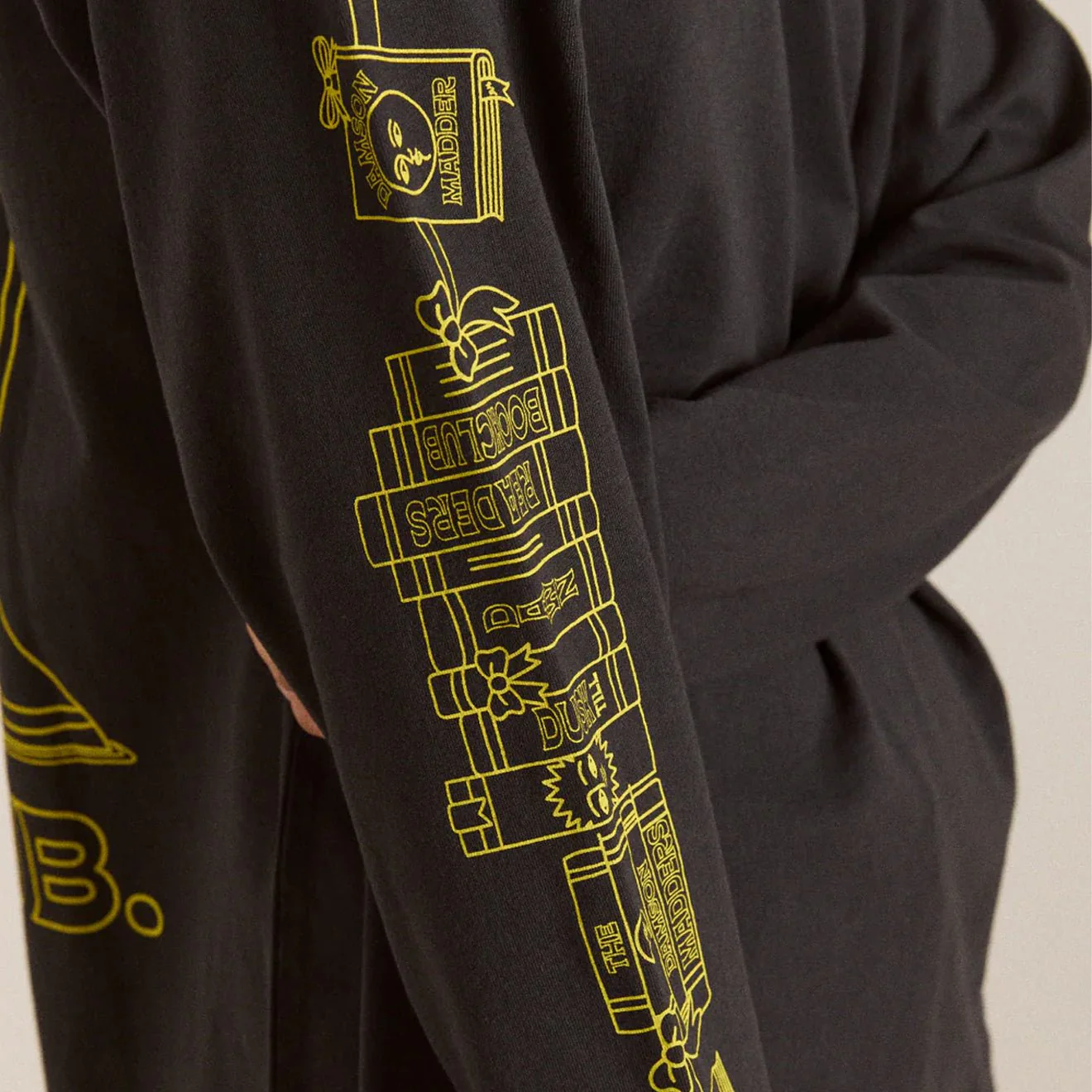 Damson Madder The Reader L/S Tee Charcoal - Image 6