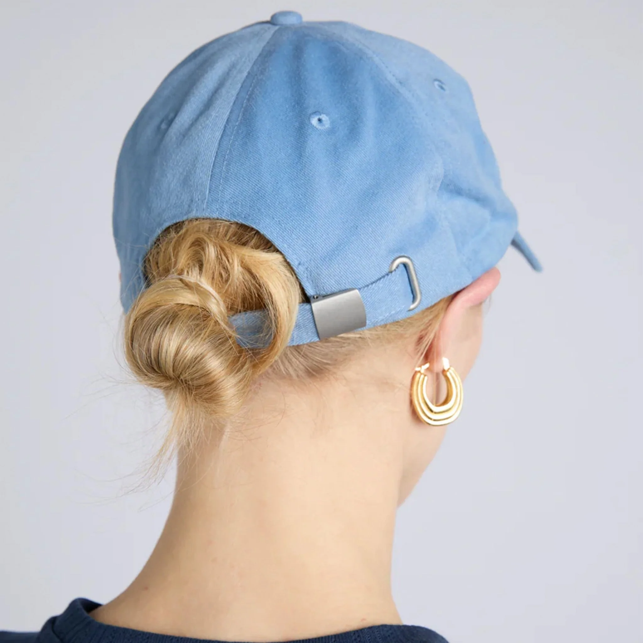 Damson Madder Washed Smiley Cap Blue With Navy Embroidery - Image 3