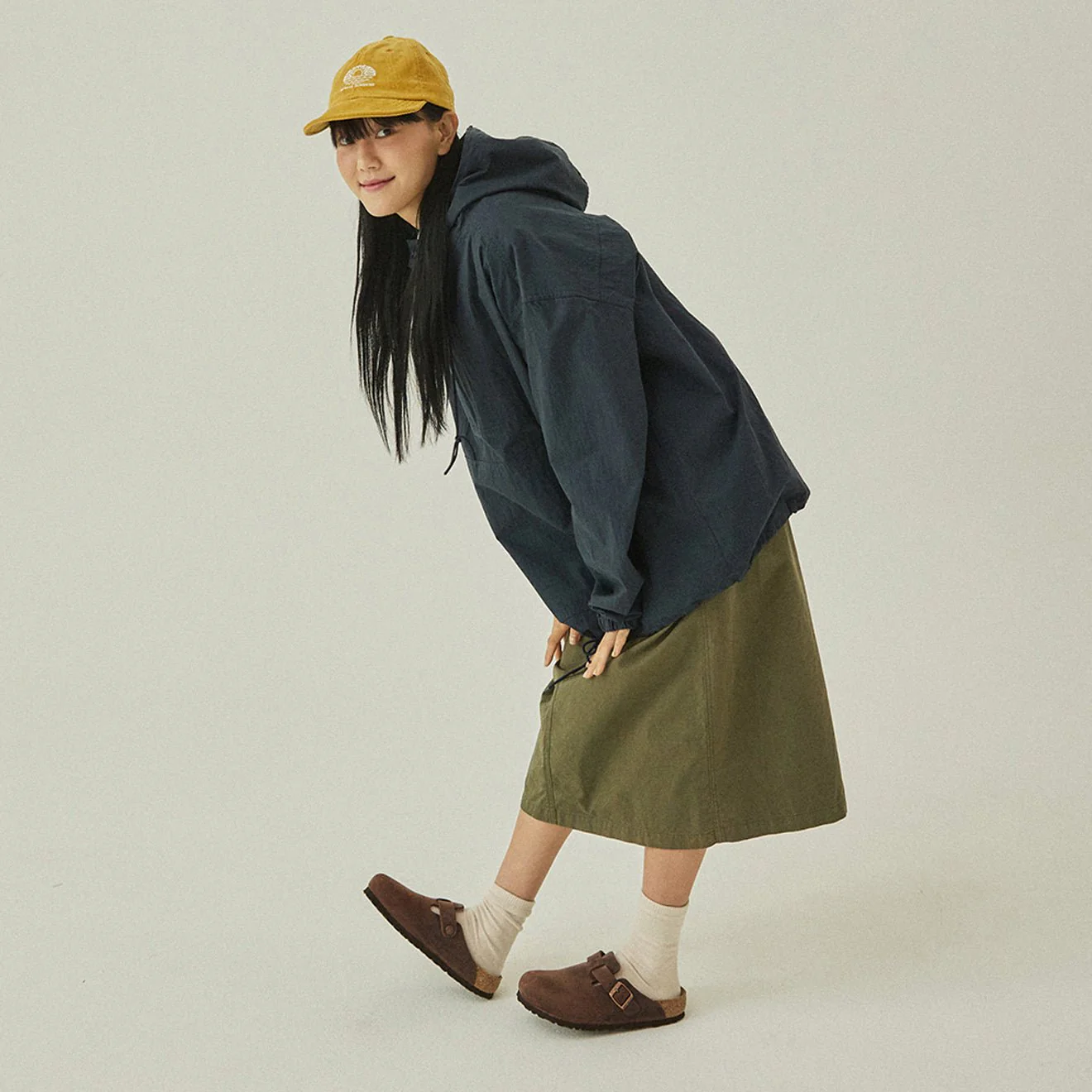 Kappy Button Hoodie Anorak Deep Navy - Image 3