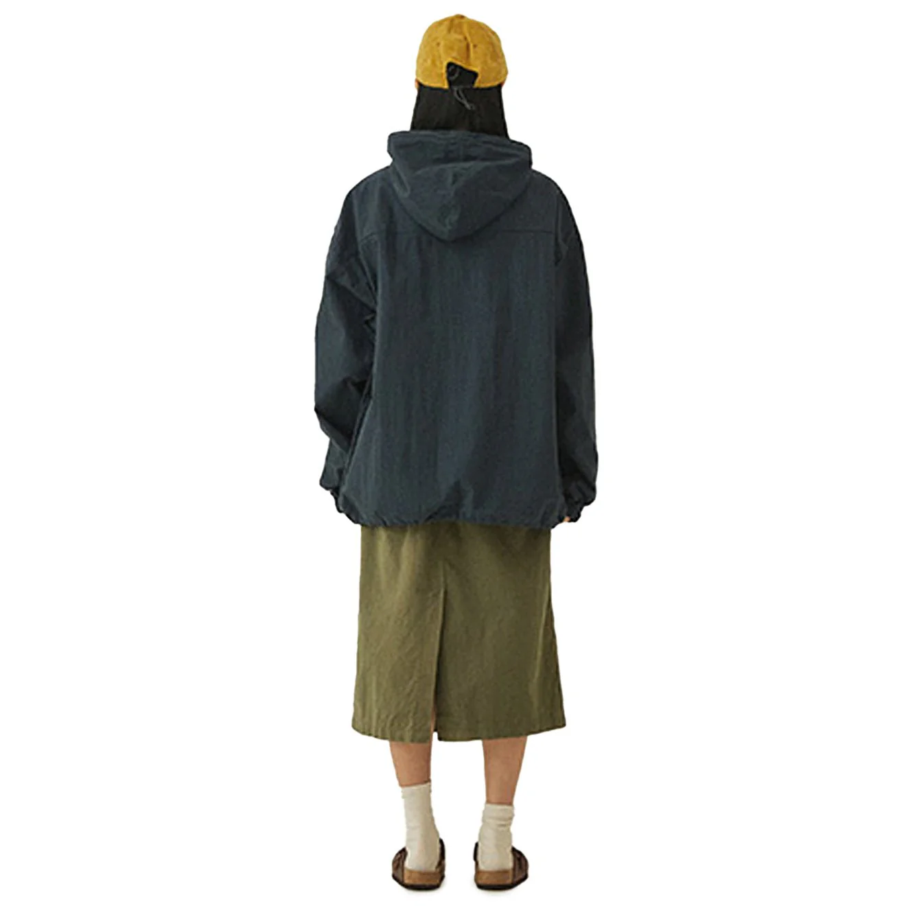 Kappy Button Hoodie Anorak Deep Navy - Image 4