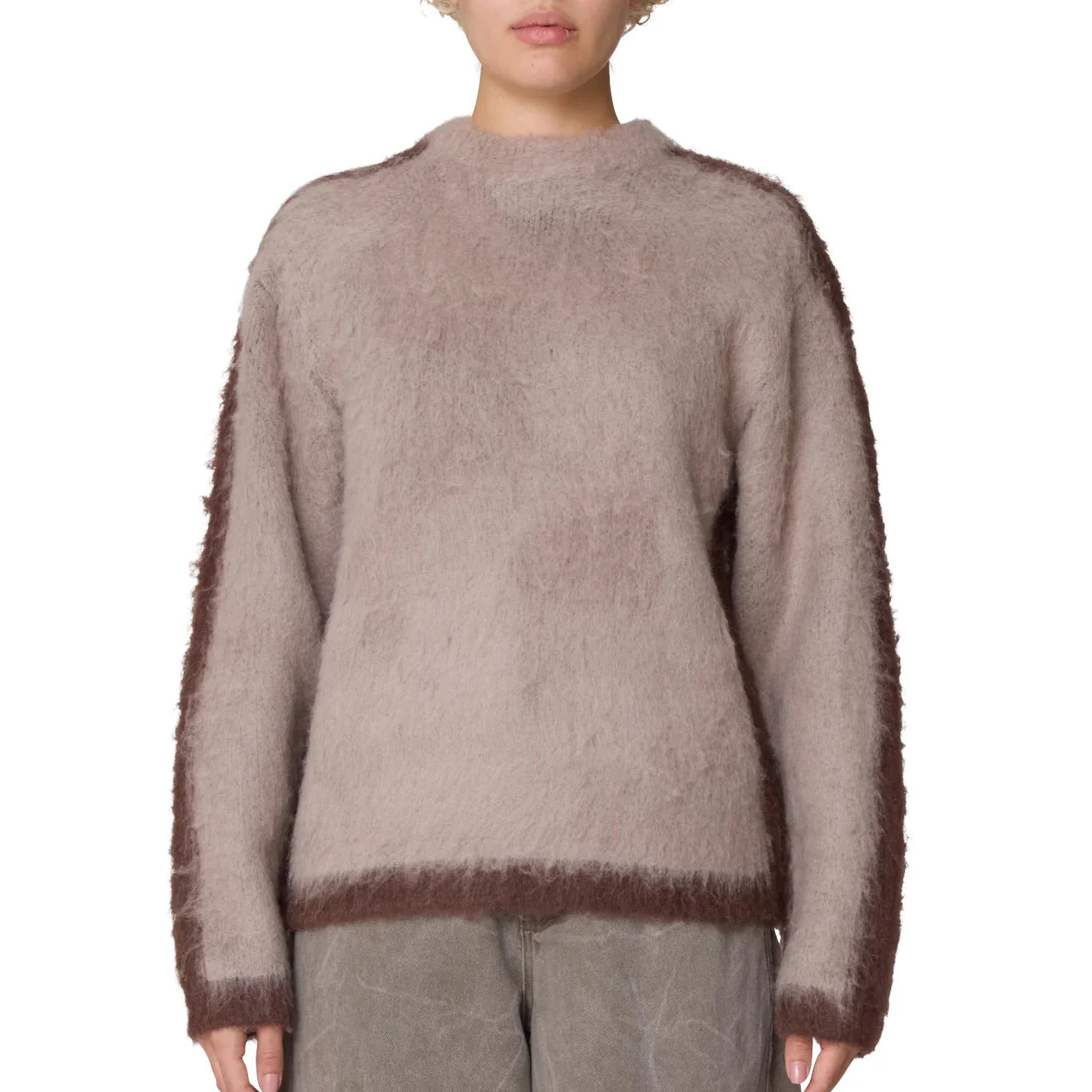 Obey Womens Aura Crew Sweater Taupe - Image 3