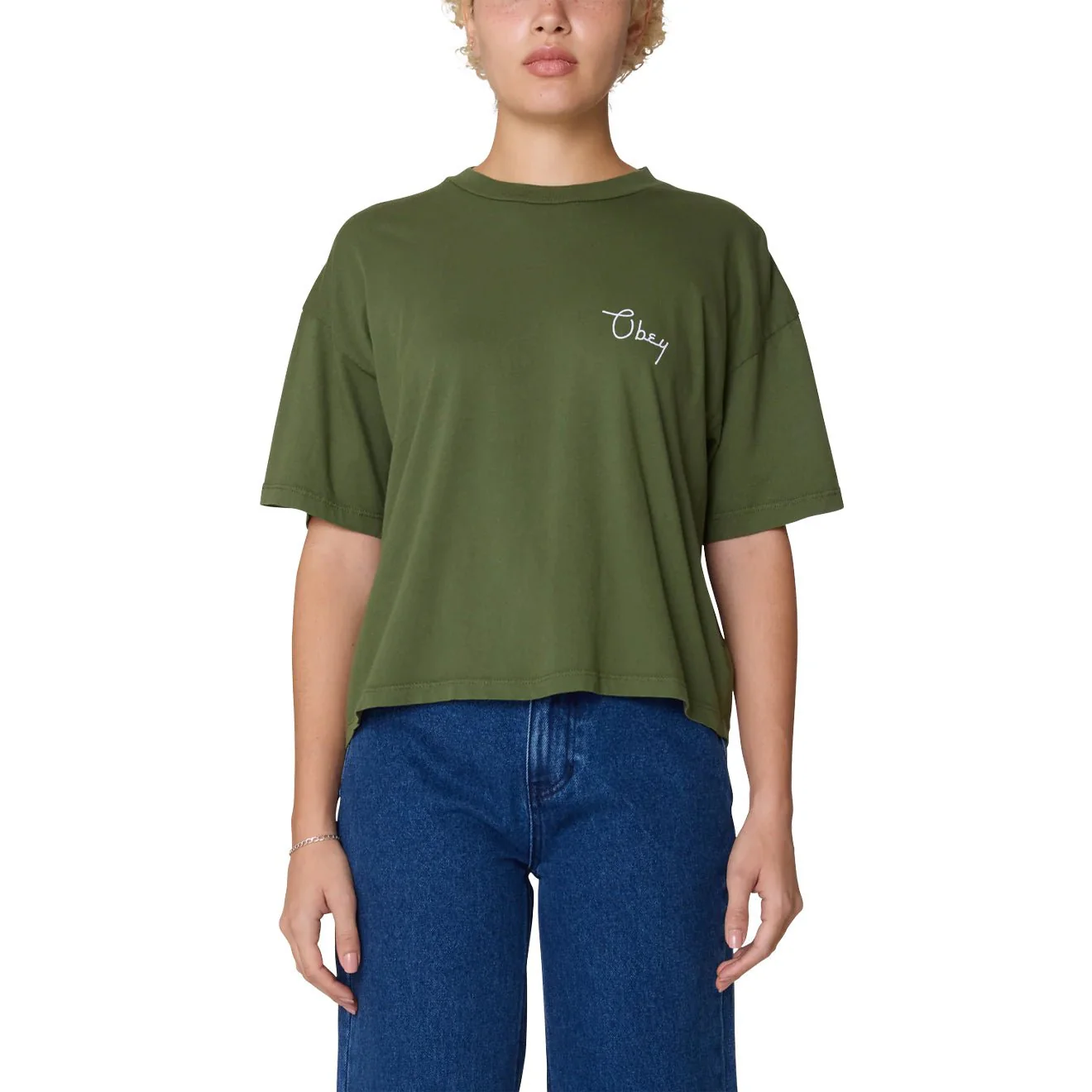 Obey Womens Scripty Cities Bronze Green - Image 3
