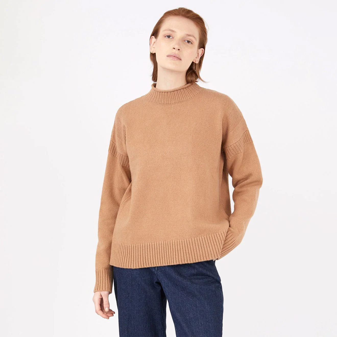 Sunspel Womens Fisherman Jumper Camel - Image 4