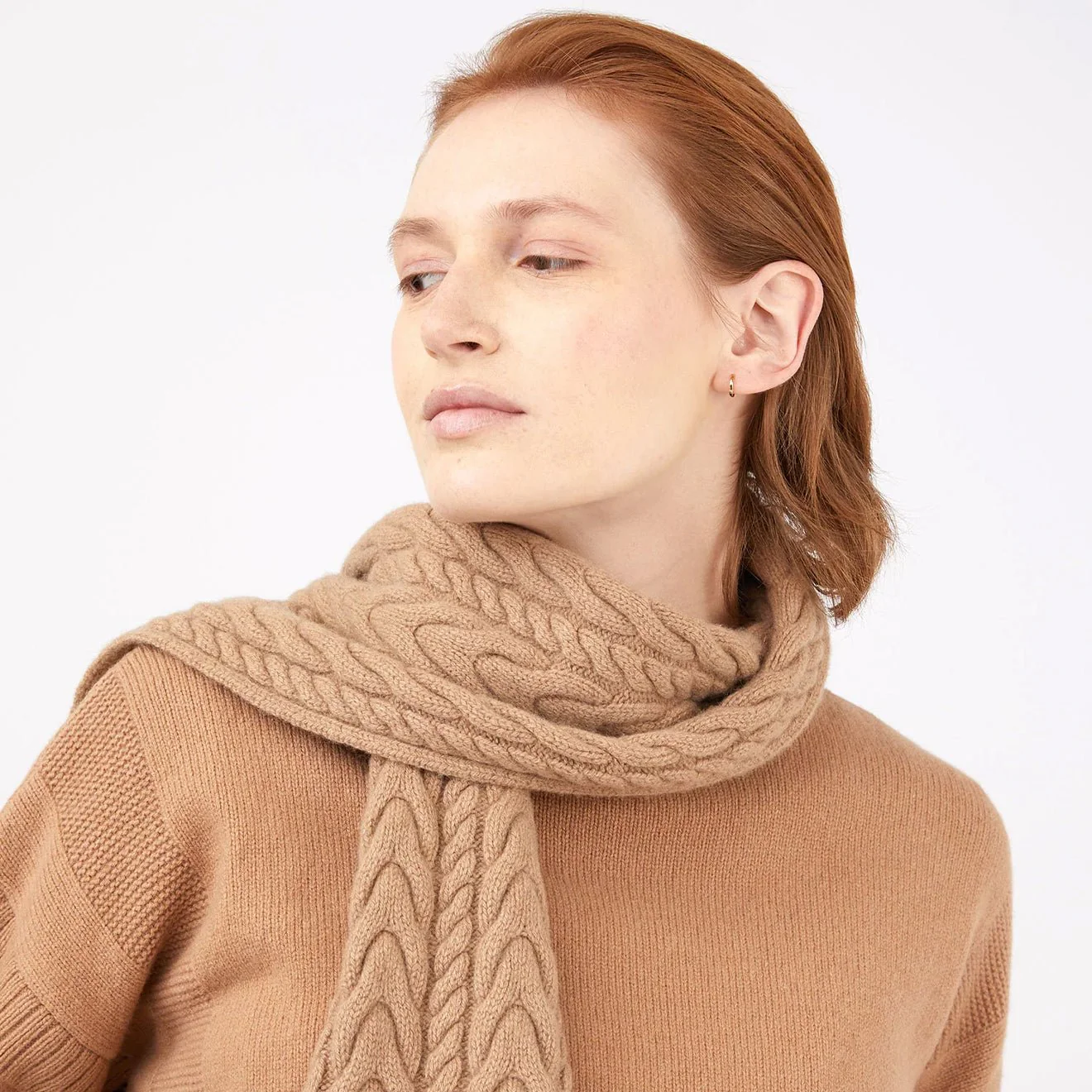 Sunspel Womens Fisherman Jumper Camel - Image 5