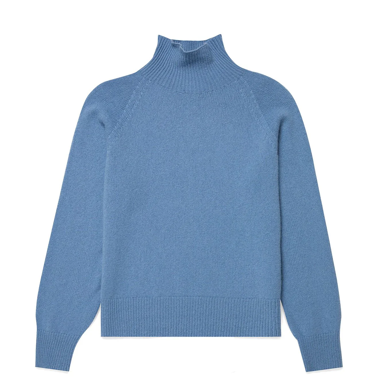 Sunspel Womens Funnel Neck Jumper Cornflower