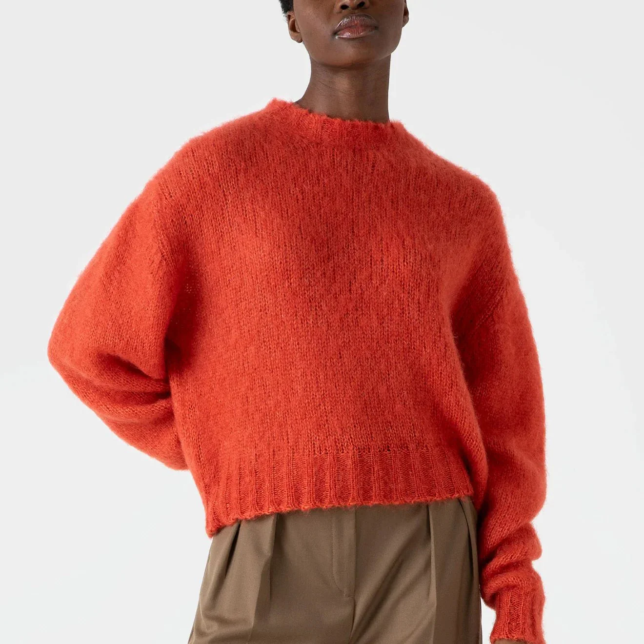 Sunspel Womens Mohair Silk Crew Neck Jumper Magma - Image 2