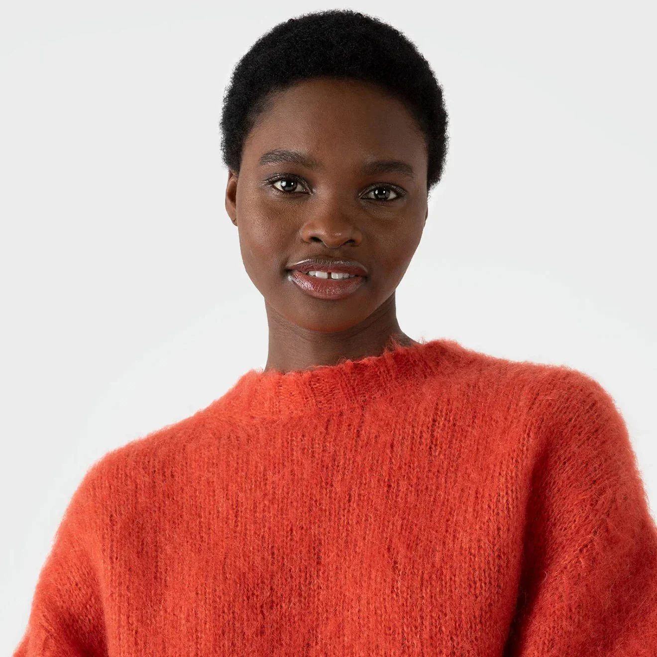Sunspel Womens Mohair Silk Crew Neck Jumper Magma - Image 4
