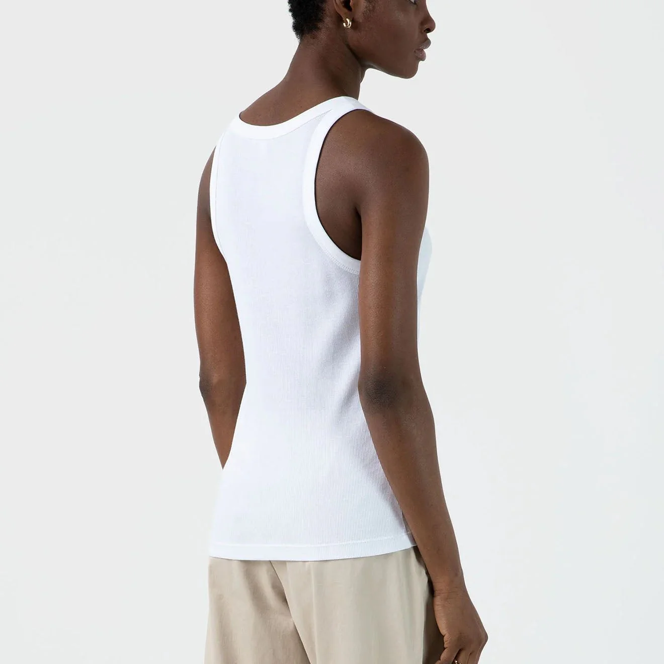 Sunspel Womens Ribbed Tank Top White - Image 3