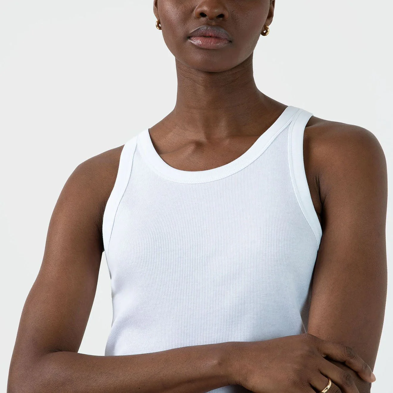 Sunspel Womens Ribbed Tank Top White - Image 4