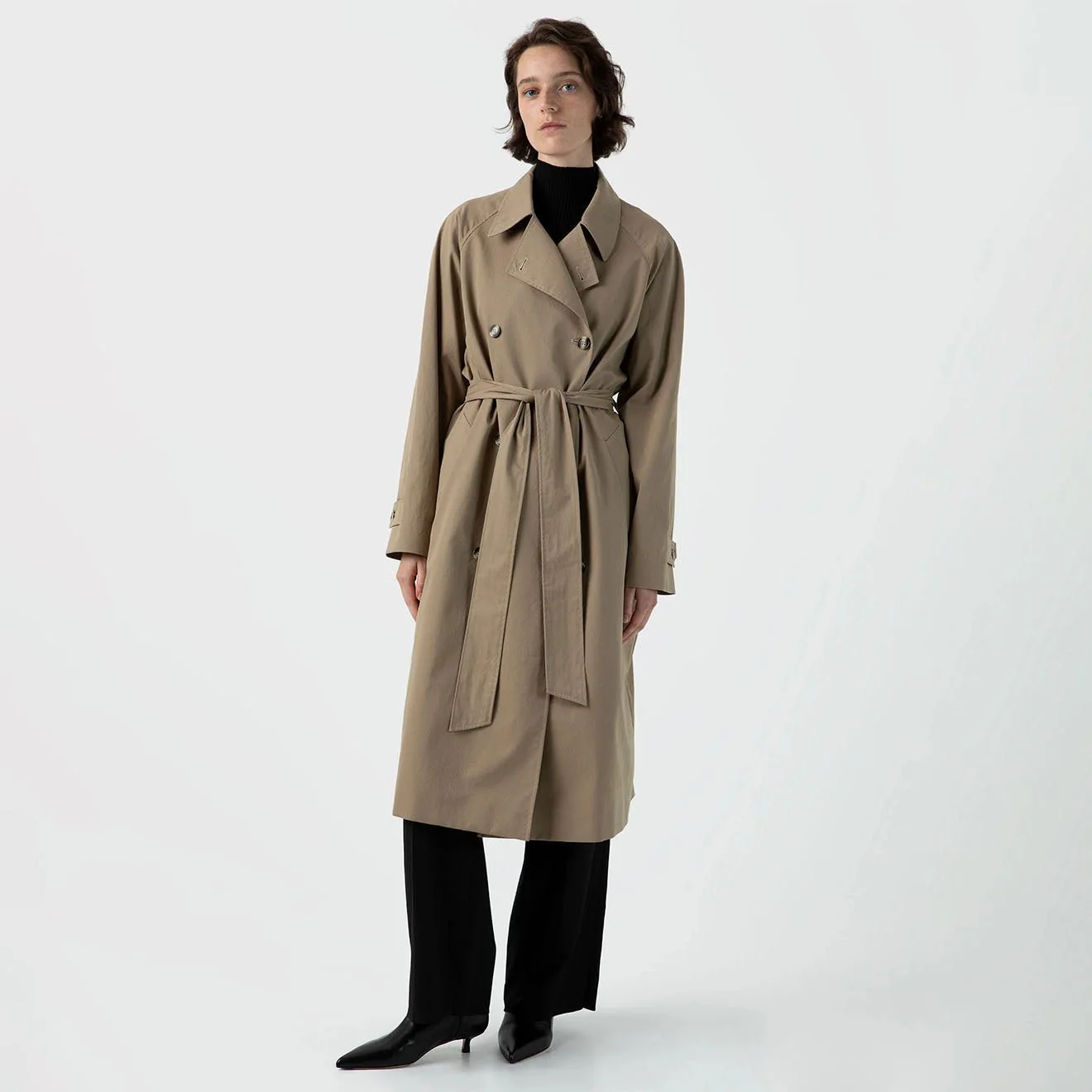 Sunspel Womens Trench Coat Dark Stone - Image 3
