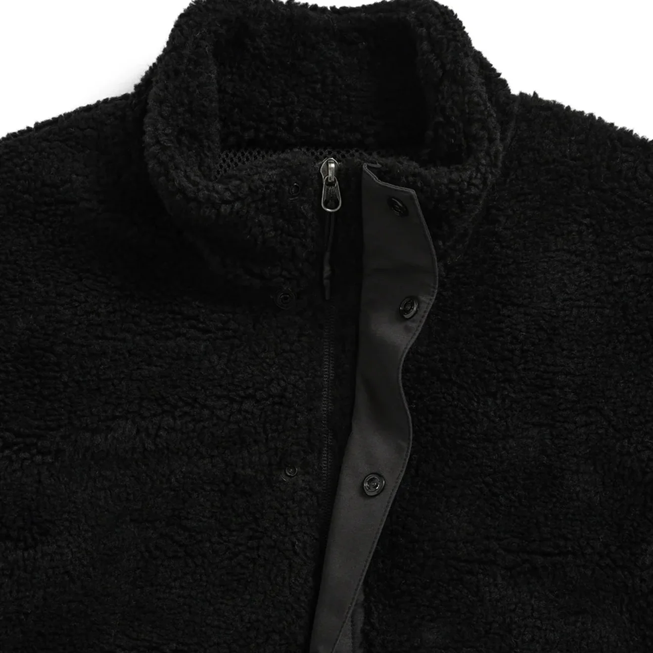 Taion Womens Pull Over Boa Hi Neck Jacket Black / Black - Image 4