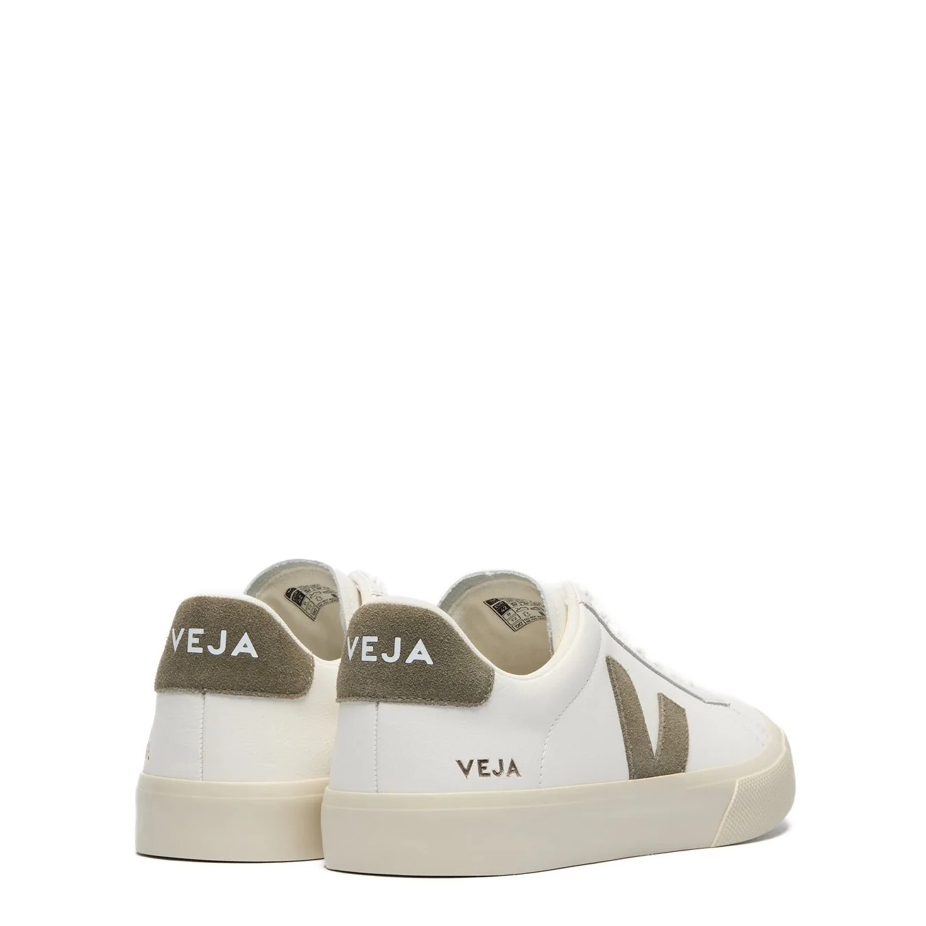 Veja Womens Campo Leather Trainer Extra-White Kaki - Image 3