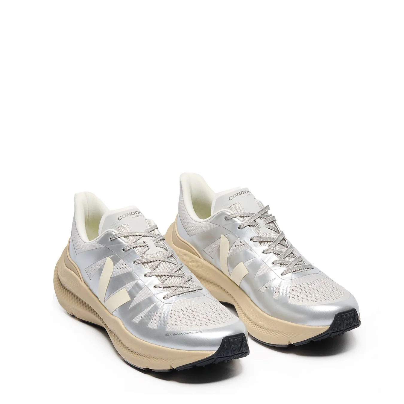 Veja Womens Condor 3 Advanced Engineered-Mesh Silver Cashew Almond - Image 2